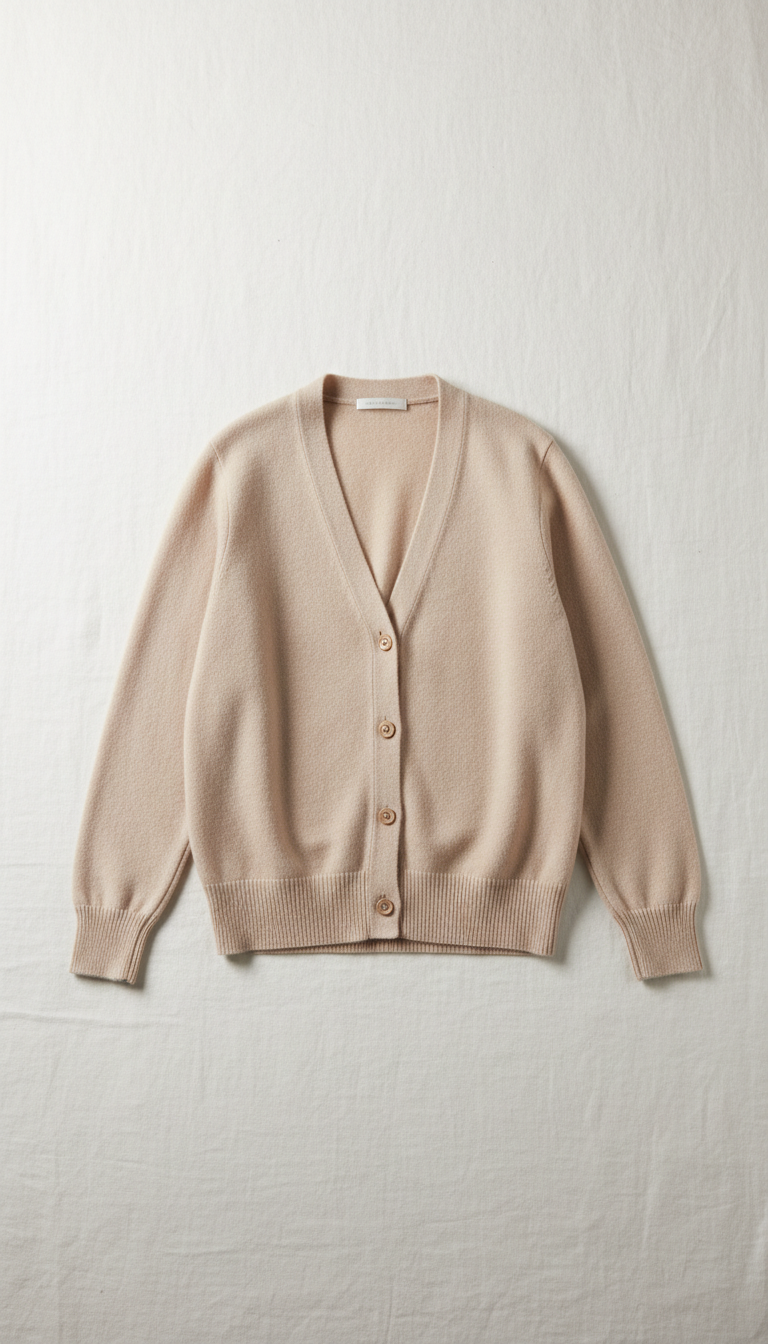 Cardigan cachemire beige champagne